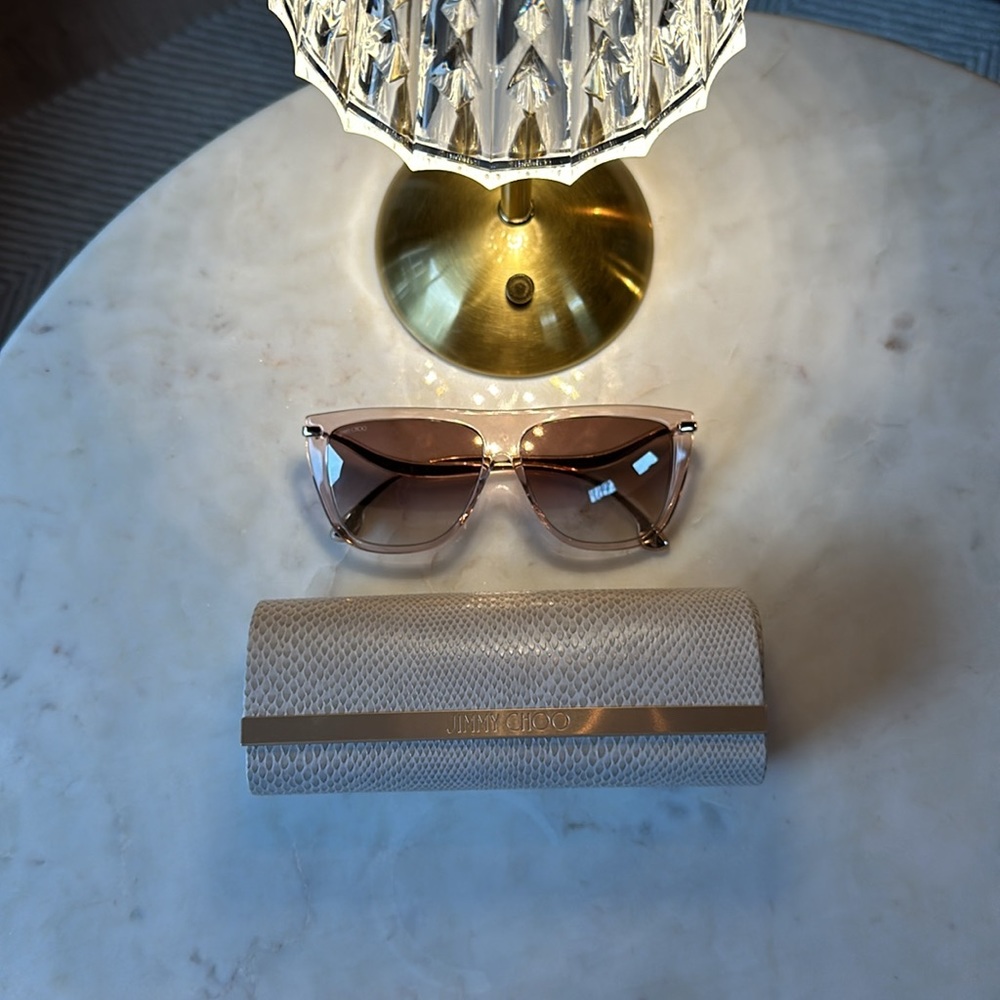 NWOT Jimmy Choo Sunglasses with Case and Branded Lens Cleaning Cloth